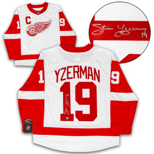 AUTOGRAPH AUTHENTIC  Steve Yzerman Autographed White Detroit Wings Jersey In Red