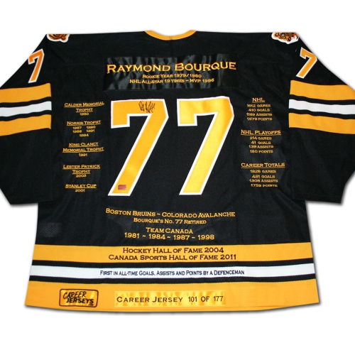 CAREER JERSEYS  Ray Bourque Career Jersey Autographed - Ltd Ed 177 - Boston Bruins In Multicolor