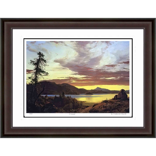 AUTOGRAPH AUTHENTIC  Frederic Church "a Sunset" Hudson River School