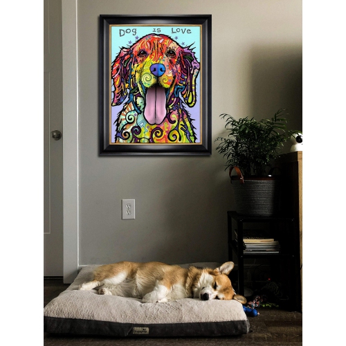 "Love and a Dog" Framed Dog Art Print by Dean Russo