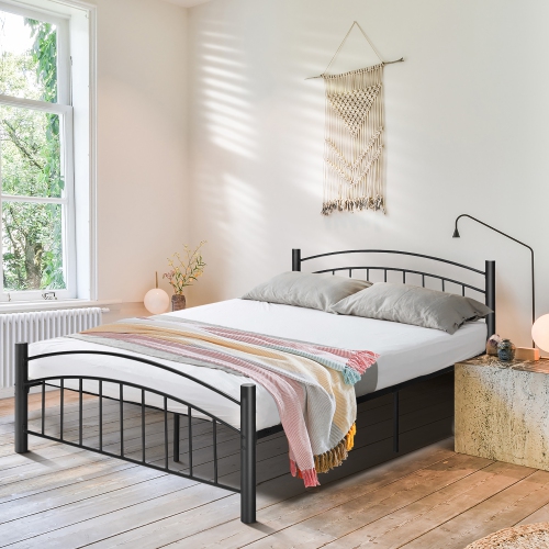 Sommier de matelas à plateforme en métal pour lit simple/double/grand lit avec tête de lit de Costway