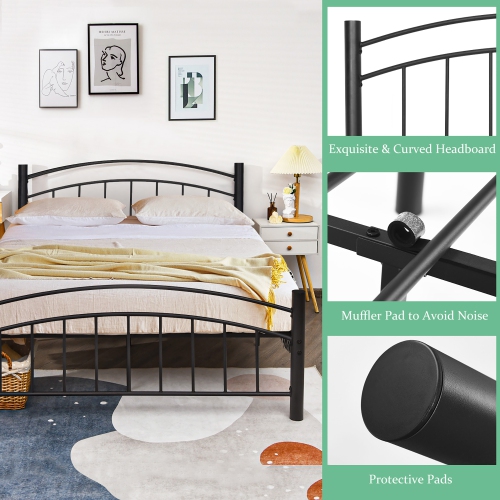 Costway – base de matelas pour lit simple/double/grand lit en métal avec pied de lit