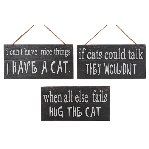 MAISON CONCEPTS  Mdf Wall Signs (Cat Humor) (Asstd) - Set Of 3