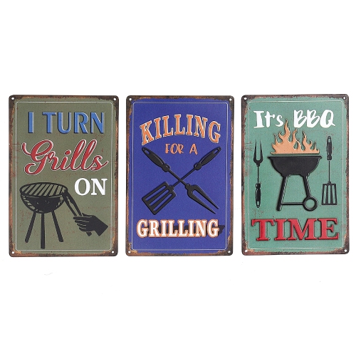 Metal Embossed Wall Sign - Set of 3