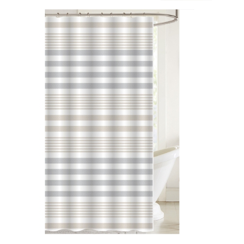 Printed Canvas Shower Curtain With Roller Hooks