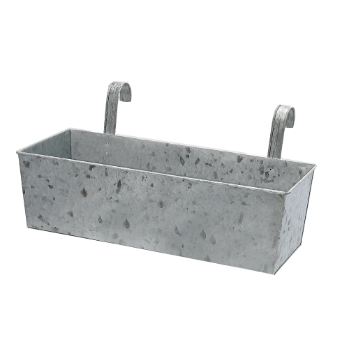 Galvanized Metal Rect. Planter With Hooks