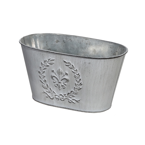 Embossed White Metal Planter