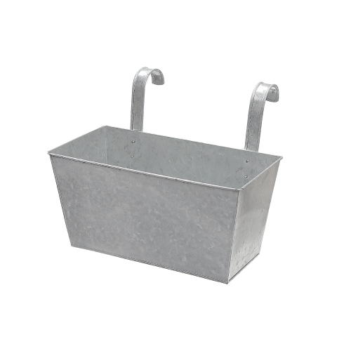 Galvanized Metal Rect. Planter With Hooks