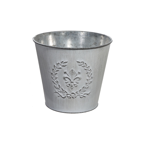 Embossed White Metal Planter