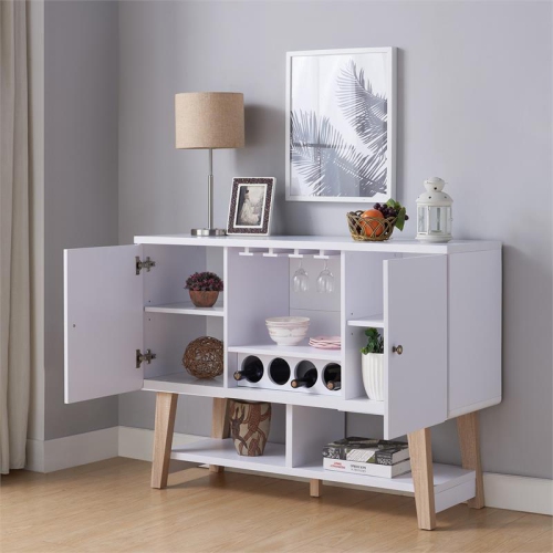 Buffet moderne en bois pour 4 bouteilles Nico de Furniture of America en blanc