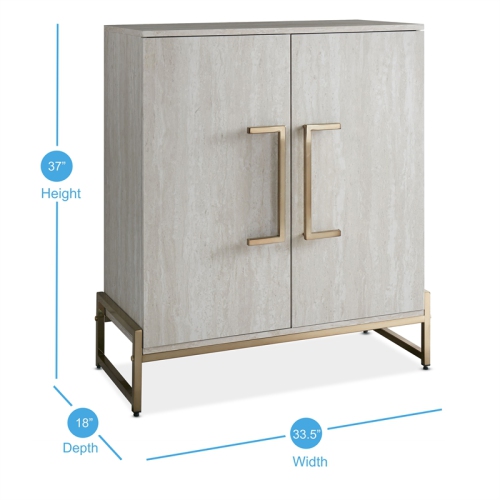 Steve Silver Larkin Faux Marble and Gold Metal Base Wine Cabinet