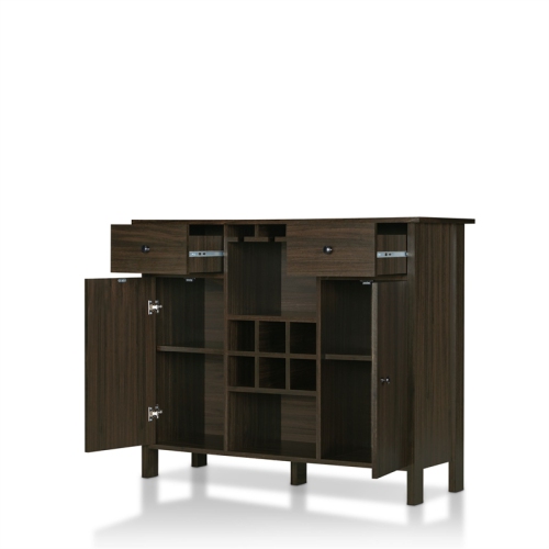 Furniture of America Claus Wood Multi-Storage Buffet Server in Brown Wenge