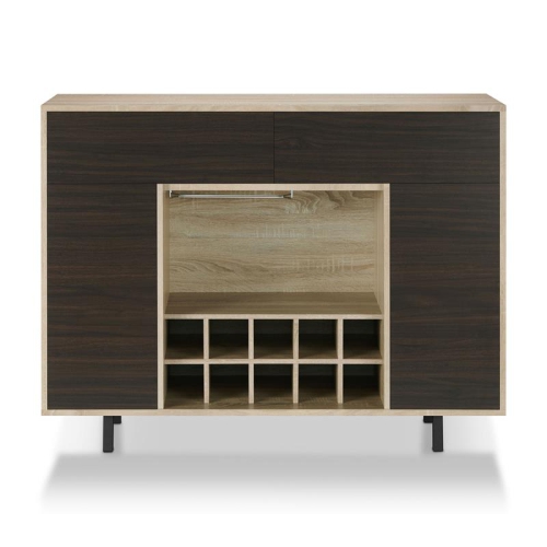 Furniture of America Tarian Wood 10-Bottle Buffet Server in Natural Oak