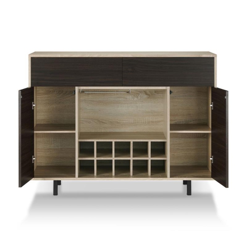 Furniture of America Tarian Wood 10-Bottle Buffet Server in Natural Oak