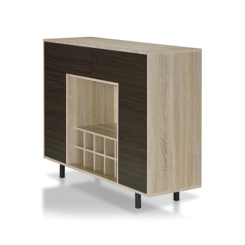 Furniture of America Tarian Wood 10-Bottle Buffet Server in Natural Oak