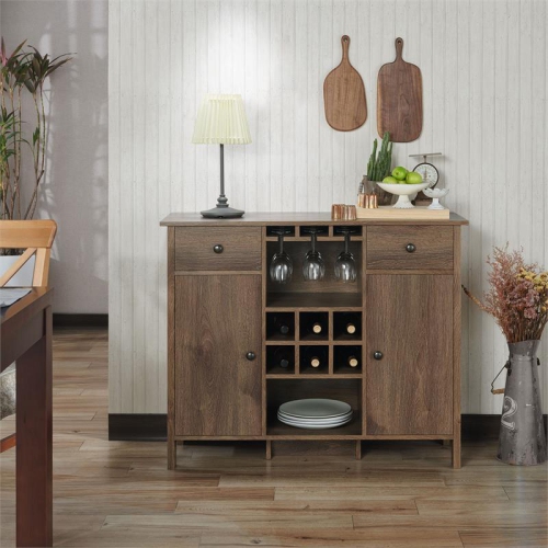 Furniture of America Bonsall Wood Multi-Storage Buffet in Distressed Walnut