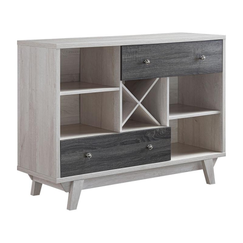 Furniture of America Tannery Mid-Century Wood Multi-Storage Buffet in White Oak