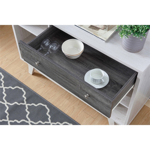 Furniture of America Tannery Mid-Century Wood Multi-Storage Buffet in White Oak