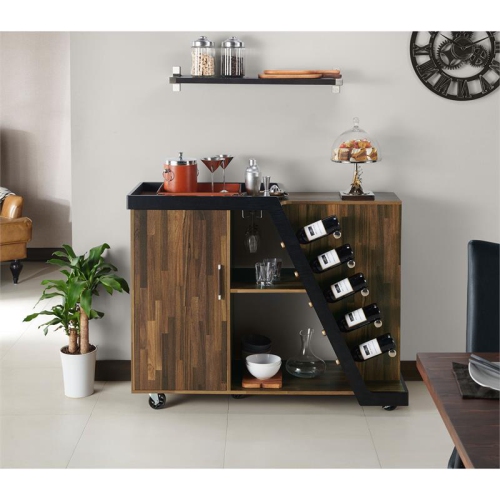 Furniture of America Ando Contemporary Wood Buffet with Casters in Light Hickory