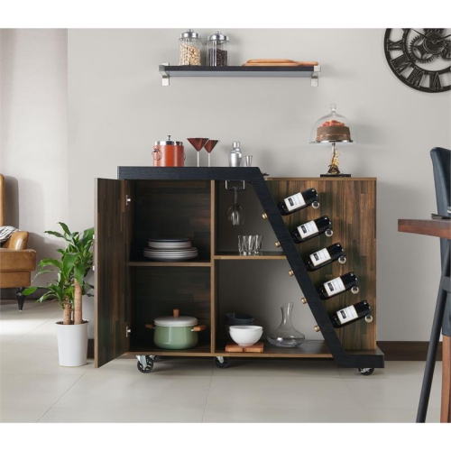 Furniture of America Ando Contemporary Wood Buffet with Casters in Light Hickory