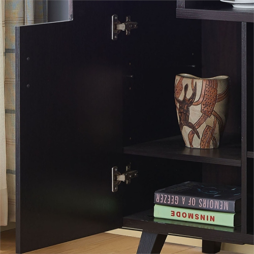 Furniture of America Pahrump Mid-Century Wood Wine Storage Buffet in Cappuccino