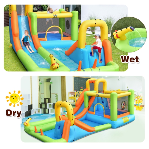 Costway Inflatable Water Slide Park Bounce House Climbing Wall Without Blower