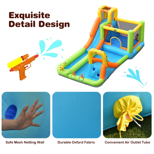 Costway Inflatable Water Slide Park Bounce House Climbing Wall Without Blower