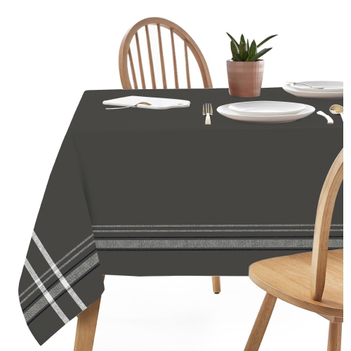 French Border Tablecloth (Charcoal Gray)