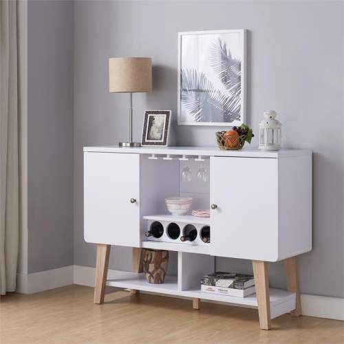 Bowery Hill Modern Wood Four-Bottle Buffet in White