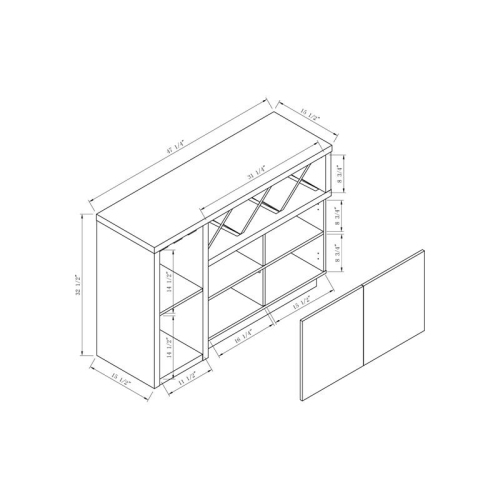 Bowery Hill Transitional Wood Wine Rack Buffet in Distressed Gray