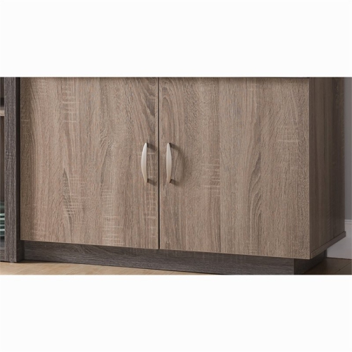 Bowery Hill Transitional Wood Wine Rack Buffet in Distressed Gray