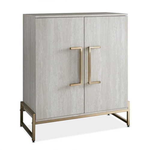 PEMBERLY ROW  Modern Faux Marble And Metal Base Wine Cabinet In Gold