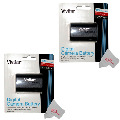 Vivitar CBE6NH 7.4V 2000mAh Li-ion Battery for Canon LP-E6NH - 2 Count