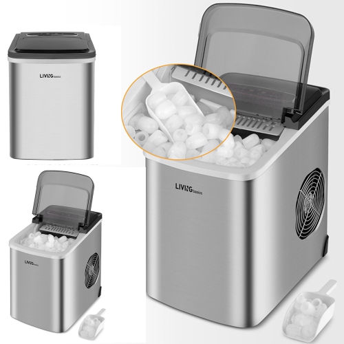 Machine à glaçons portable 26 lb/24 h avec réservoir d'eau de 2 L, machine  à glaçons de comptoir avec pelle à glace et panier