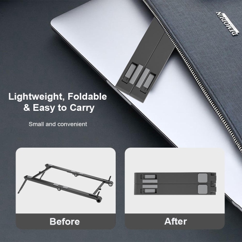 3-in-1 Folding Adjustable Laptop Stand, Multi-Purpose Tablet Holder Phone Stand for Home Office - Moustache