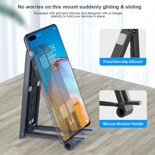 3-in-1 Folding Adjustable Laptop Stand, Multi-Purpose Tablet Holder Phone Stand for Home Office - Moustache