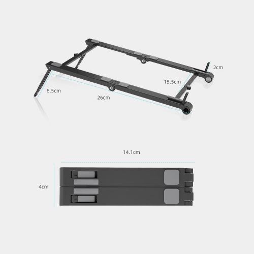 3-in-1 Folding Adjustable Laptop Stand, Multi-Purpose Tablet Holder Phone Stand for Home Office - Moustache