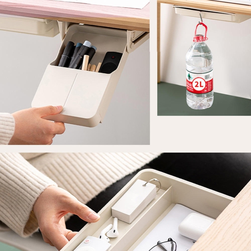 MOUSTACHE  Self-Adhesive Under Desk Pasted Drawer Organizer Pen Holder, Plastic for Office Study School Use- ® - In Gray