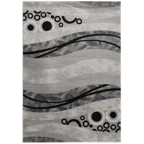 RUG BRANCH  Eliam Contemporary Abstract Wave Grey/black Indoor Area Rug