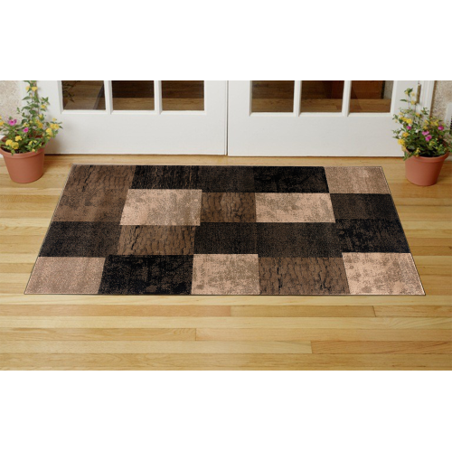 Tapis à motif géométrique contemporain à damiers Rug Branch, intérieur