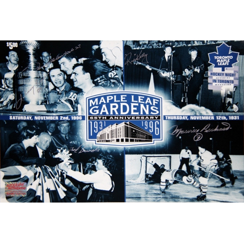 AUTOGRAPH AUTHENTIC  Maple Leaf Gardens 65Th Annversary 11X14 W/ 5 Autographs