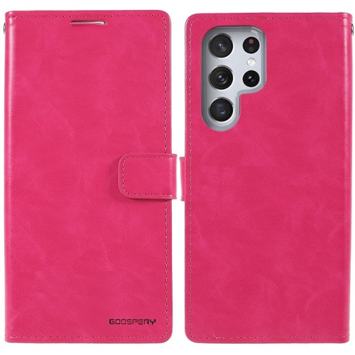 TopSave Goospery BLUEMOON Card Slot w/Magnetic Clip Leather Folio Wallet Flip For Samsung Galaxy S22 Ultra 6.7", Hot Pink