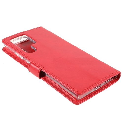 TopSave Goospery BLUEMOON Card Slot w/Magnetic Clip Leather Folio Wallet Flip For Samsung Galaxy S22 Ultra 6.7", Red
