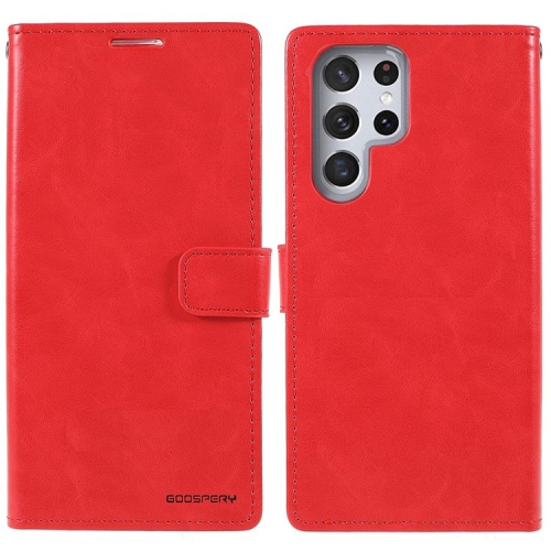TopSave Goospery BLUEMOON Card Slot w/Magnetic Clip Leather Folio Wallet Flip For Samsung Galaxy S22 Ultra 6.7", Red