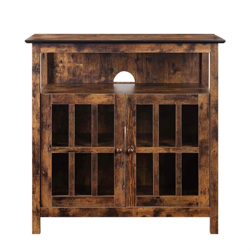 Big Sur Highboy TV Stand with Storage Cabinets in Brown Wood Finish