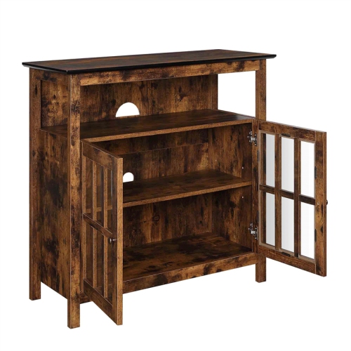 Big Sur Highboy TV Stand with Storage Cabinets in Brown Wood Finish