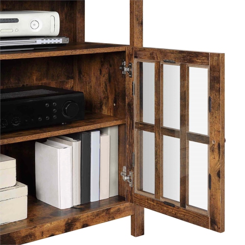 Big Sur Highboy TV Stand with Storage Cabinets in Brown Wood Finish