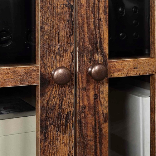 Big Sur Highboy TV Stand with Storage Cabinets in Brown Wood Finish