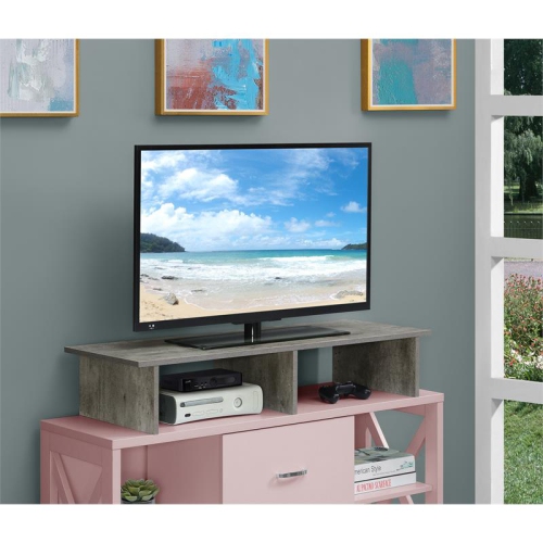 Pemberly Row Large TV/Monitor Riser in Light Gray Wood Finish