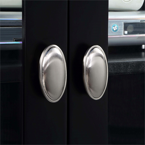 Summit Highboy TV Stand with Storage Cabinets and Shelves in Black Wood Finish